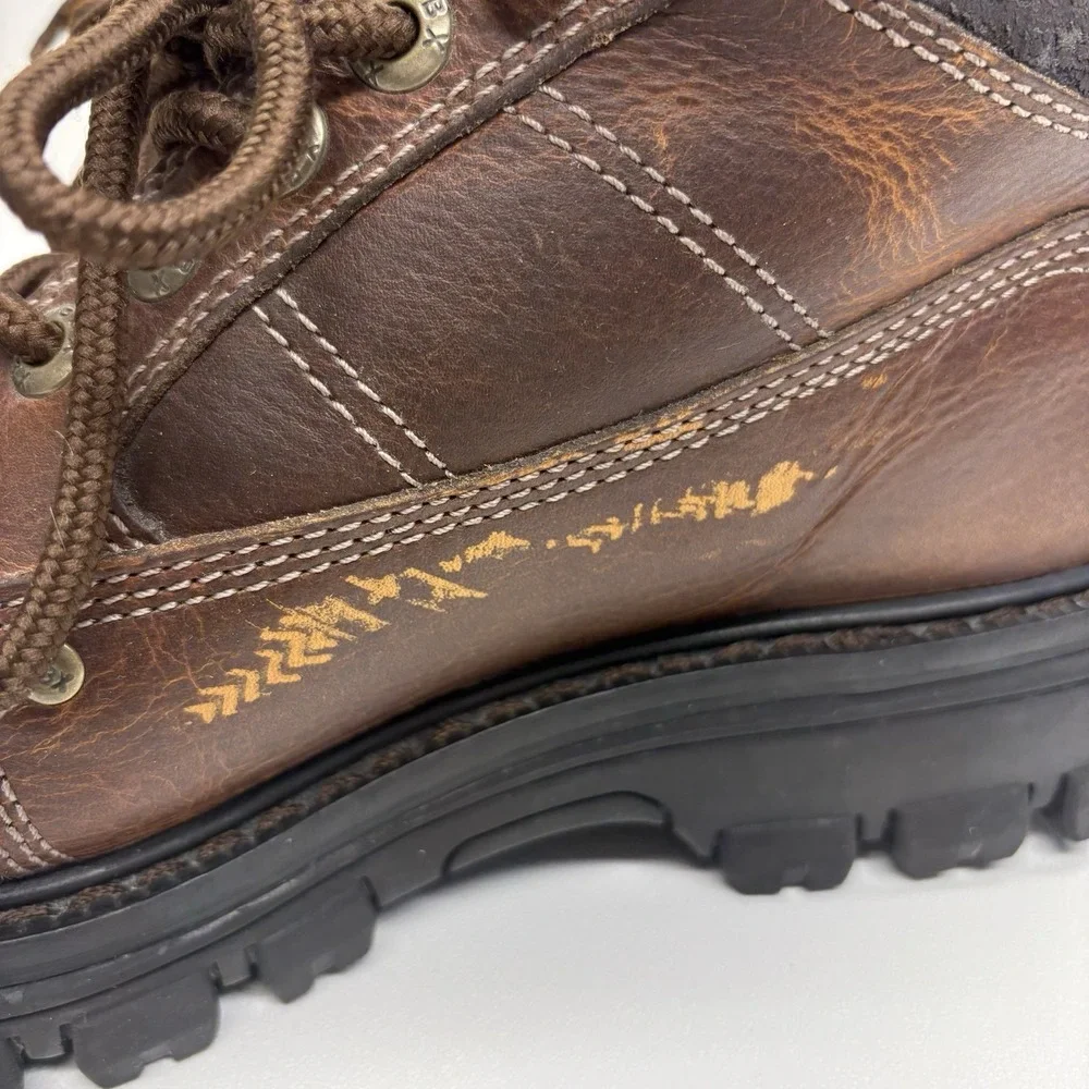 GBX 90s Y2K Streetwear Mens 10 M Chunky Leather Platform Boots Shoes Brown